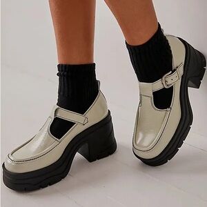 FREE PEOPLE Mayla Mary Jane Platform Heels Women’s White Patent Leather 10